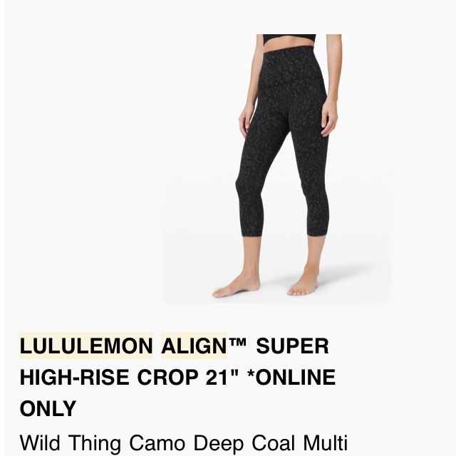 Wild Thing Camp Deep Coal Multi Size 2 Lulu Lemon